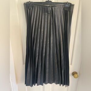 Mango Faux Leather Pleated Midi Skirt NWT
